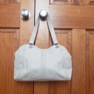 Brighton Analisa Genuine Leather Cream Shoulder Bag Silver Accents